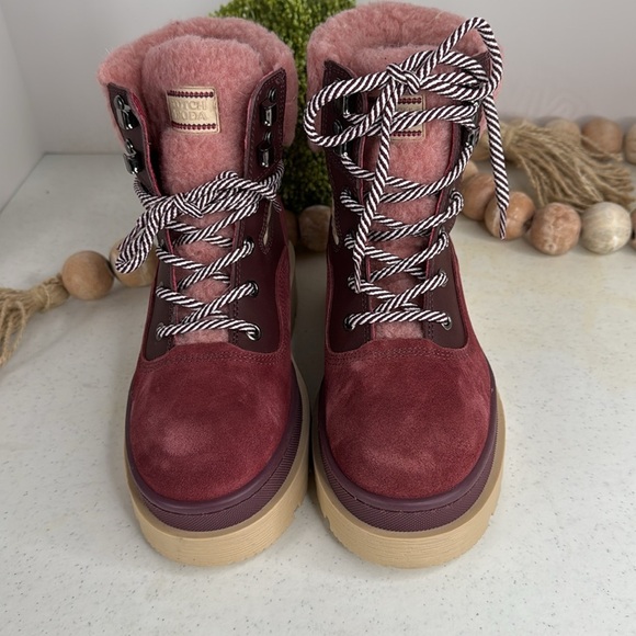 SCOTCH & SODA Made In Portugal Suede Cozy Hiker Boots burgundy Euro/37/ 6.5/7 - Picture 4 of 14